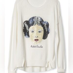 Gap Star Wars Cream Knit Sweater Sequin Princess Leia graphic | Kids Large (10)